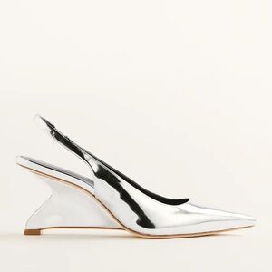 Reformation Westlyn Closed Toe Wedge Mirror Metallic - Size 8.5